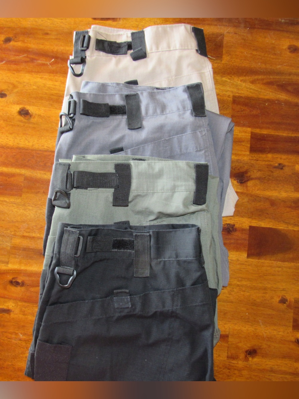 Set of 4 Men's Tactical Cargo Pants - Black, Olive, Gray, Tan